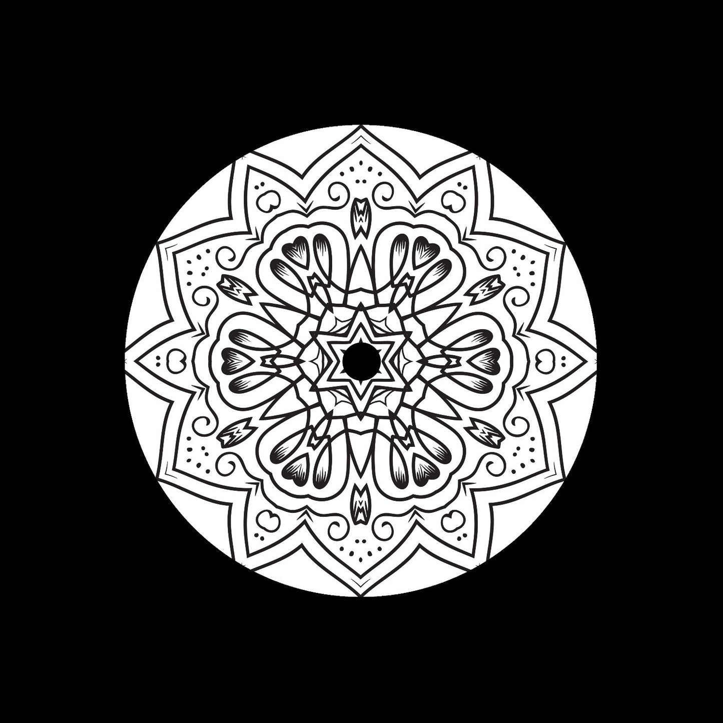 Mandala Ornament Round Geometric Circle #2 of 24 Self-Adhesive Paper Labels for 7" Records & DVS Timecode Vinyl - centerlabels_uk