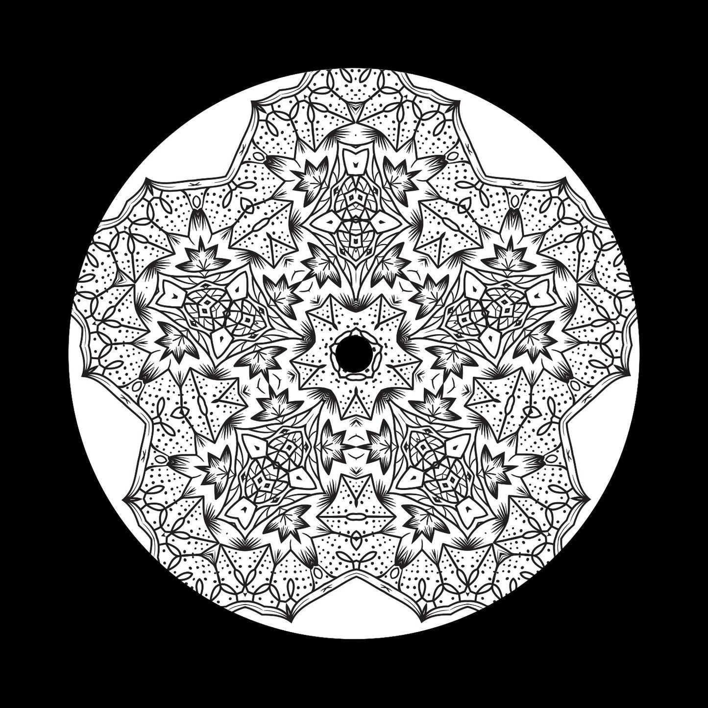 Mandala Ornament Round Geometric Circle #3 of 24 Self-Adhesive Paper Labels for 10" & 12" Records & DVS Timecode Vinyl - centerlabels_uk