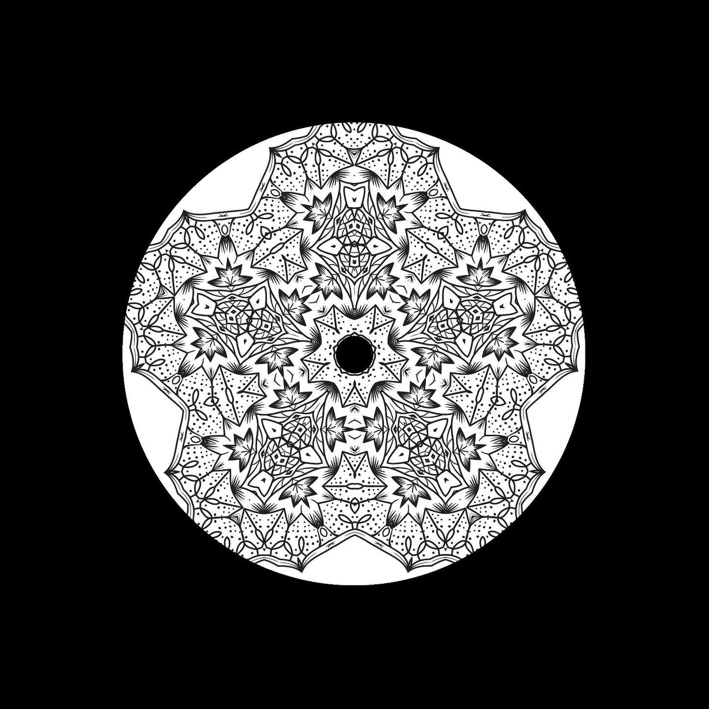 Mandala Ornament Round Geometric Circle #3 of 24 Self-Adhesive Paper Labels for 7" Records & DVS Timecode Vinyl - centerlabels_uk