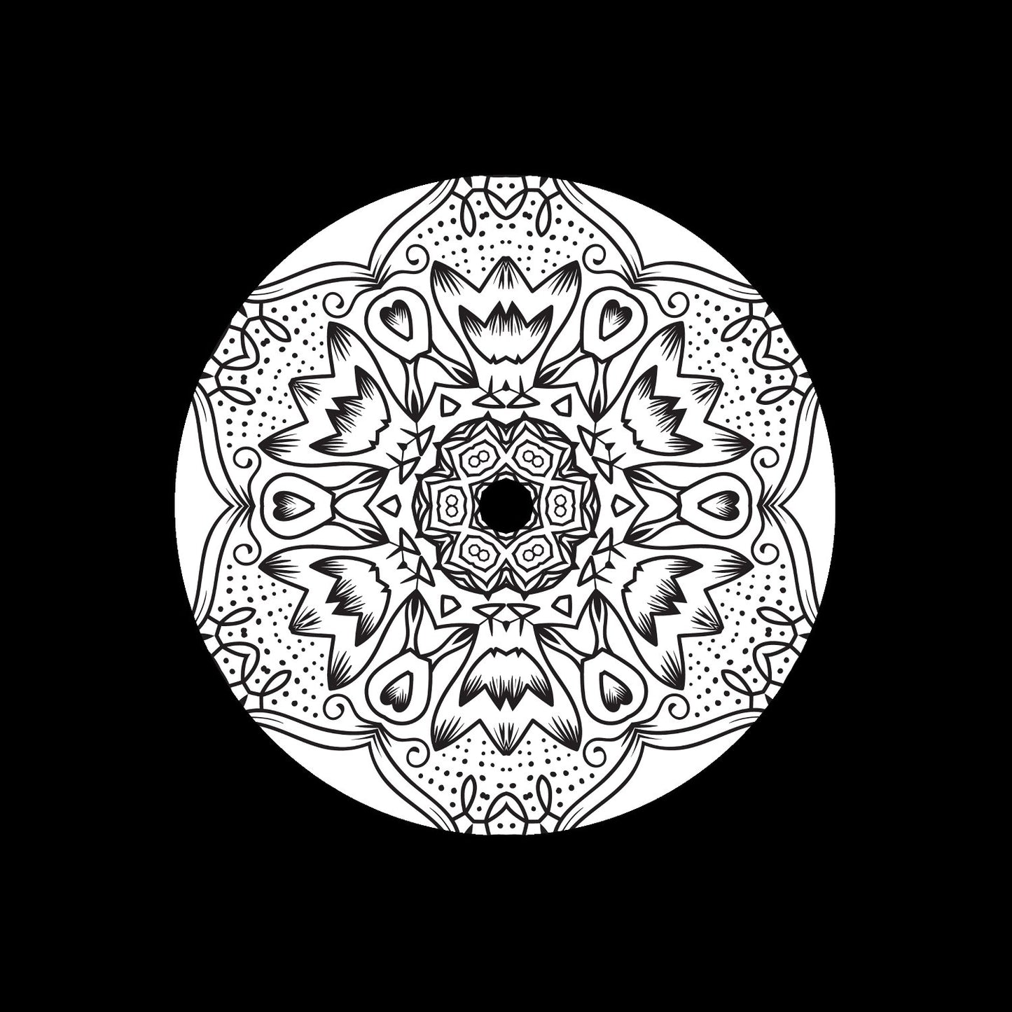 Mandala Ornament Round Geometric Circle #4 of 24 Self-Adhesive Paper Labels for 7" Records & DVS Timecode Vinyl - centerlabels_uk