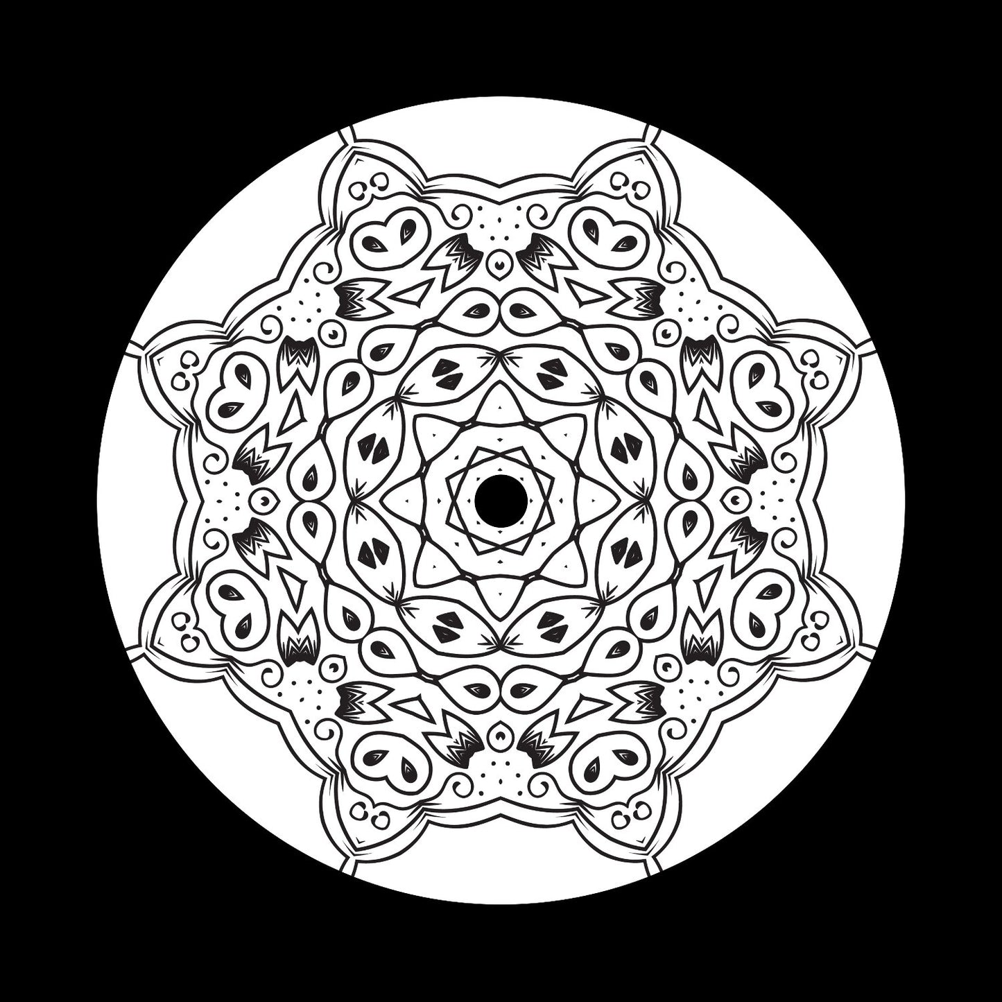 Mandala Ornament Round Geometric Circle #5 of 24 Self-Adhesive Paper Labels for 10" & 12" Records & DVS Timecode Vinyl - centerlabels_uk