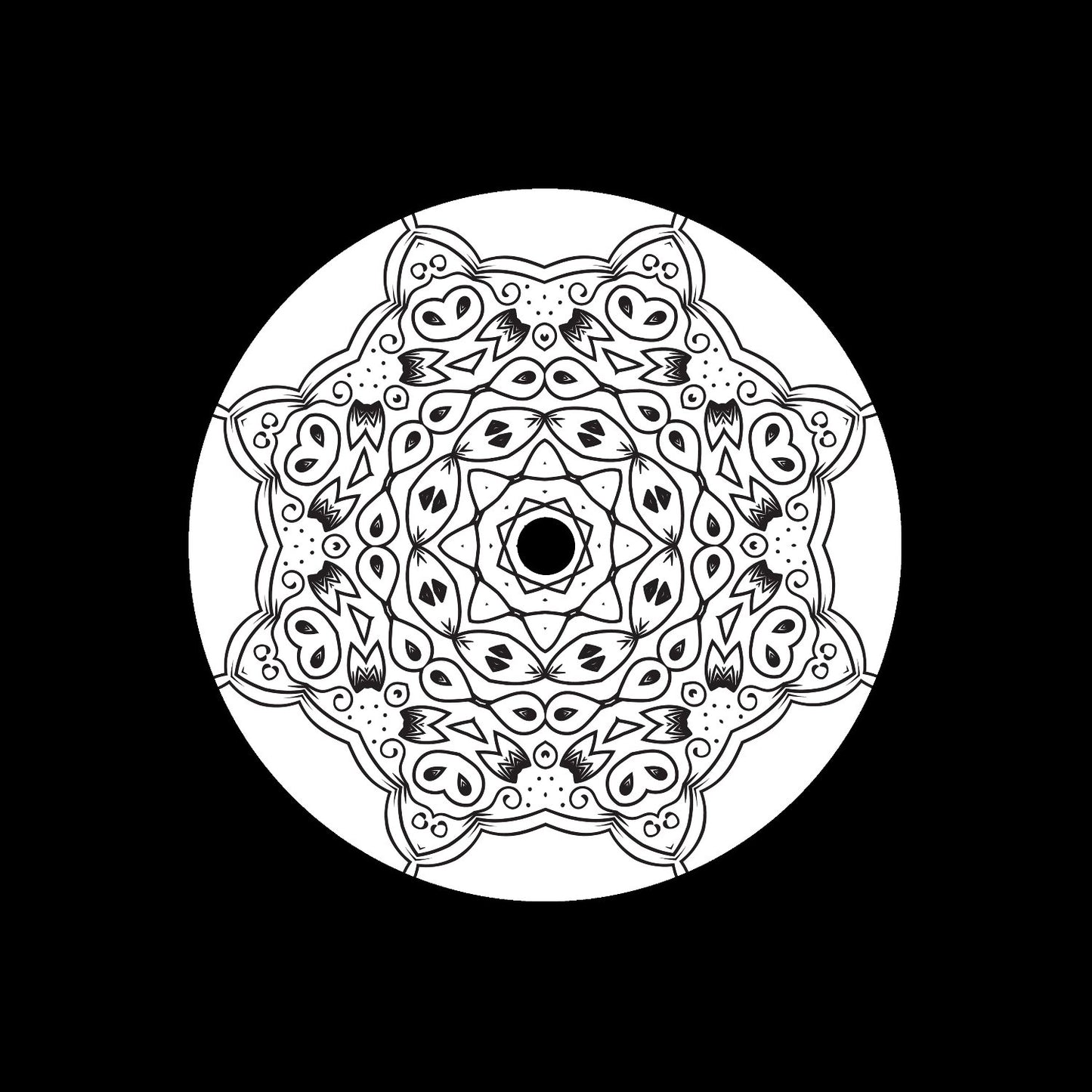 Mandala Ornament Round Geometric Circle #5 of 24 Self-Adhesive Paper Labels for 7" Records & DVS Timecode Vinyl - centerlabels_uk