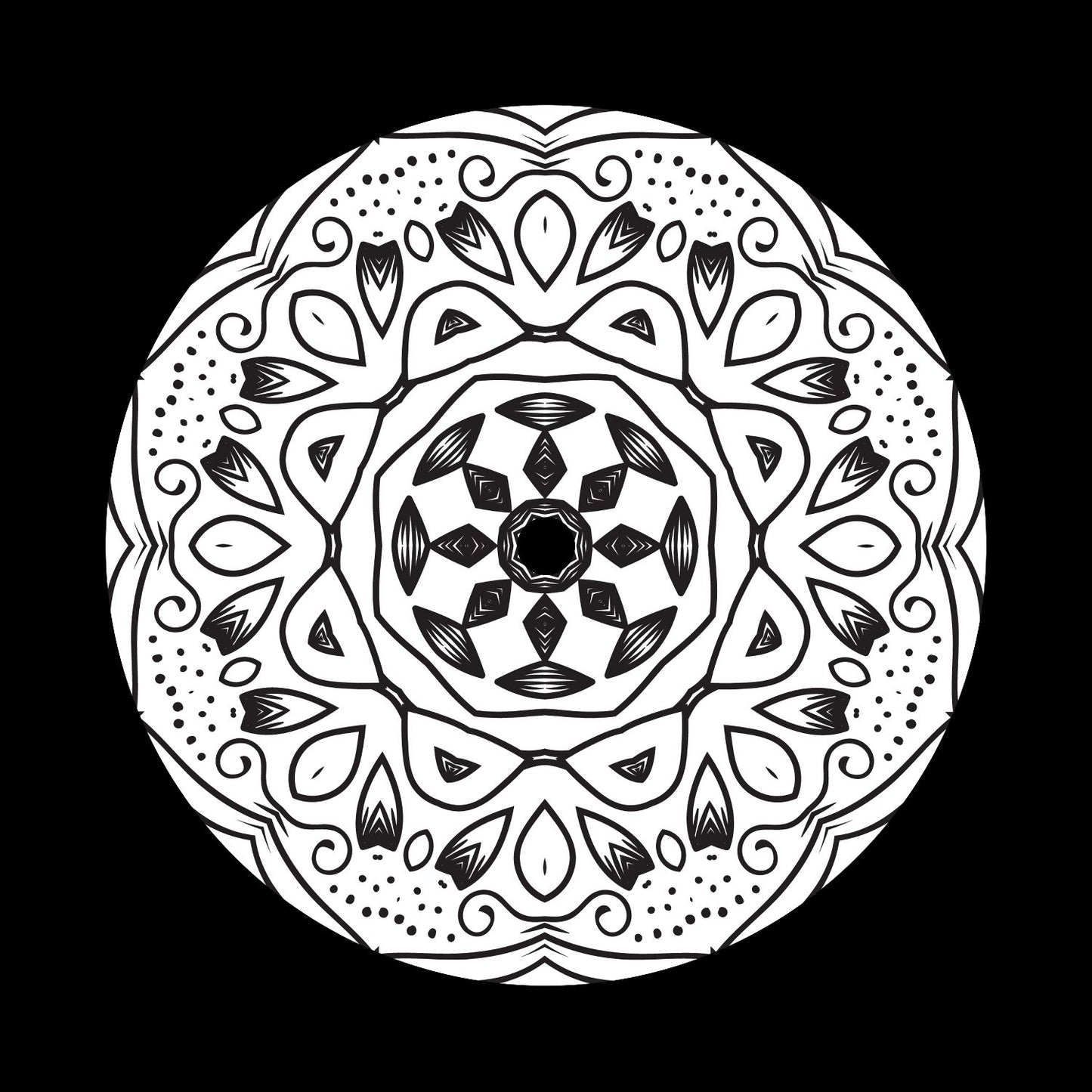 Mandala Ornament Round Geometric Circle #6 of 24 Self-Adhesive Paper Labels for 10" & 12" Records & DVS Timecode Vinyl - centerlabels_uk