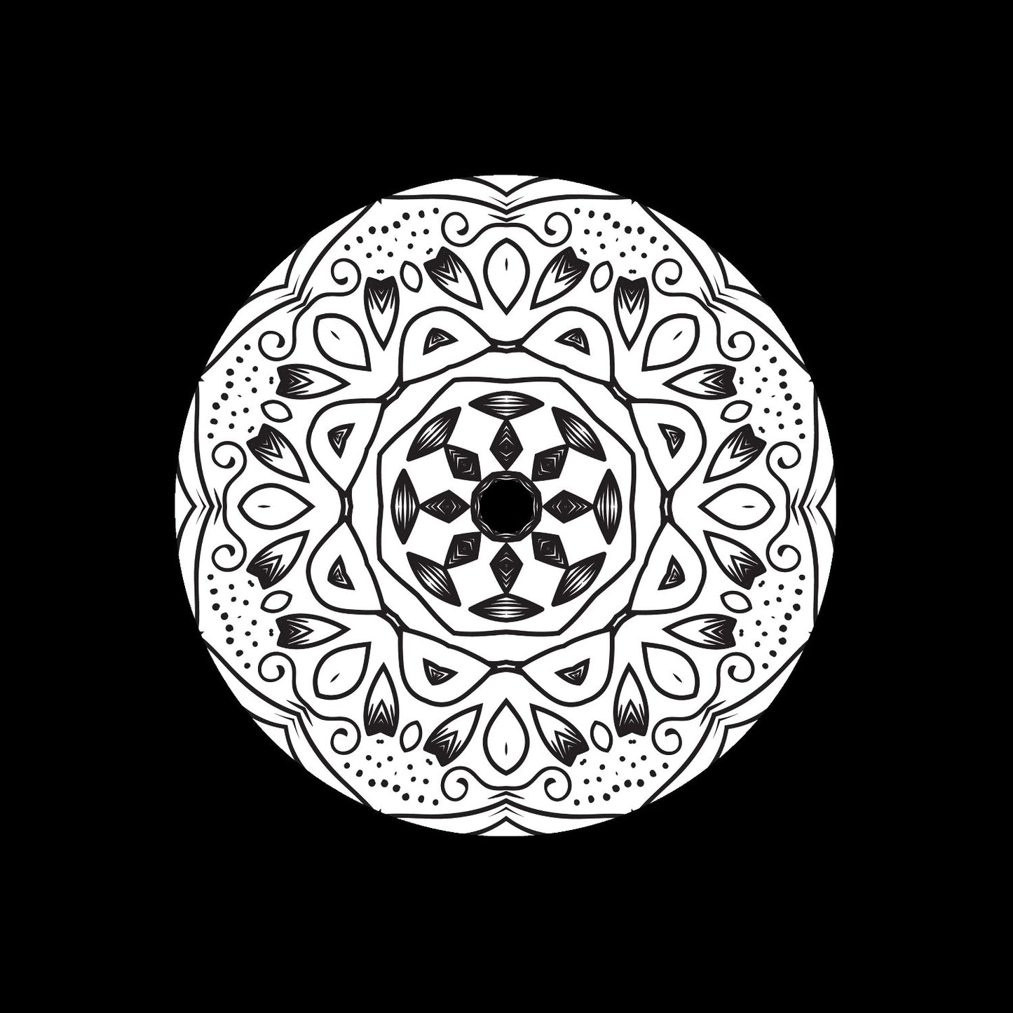 Mandala Ornament Round Geometric Circle #6 of 24 Self-Adhesive Paper Labels for 7" Records & DVS Timecode Vinyl - centerlabels_uk