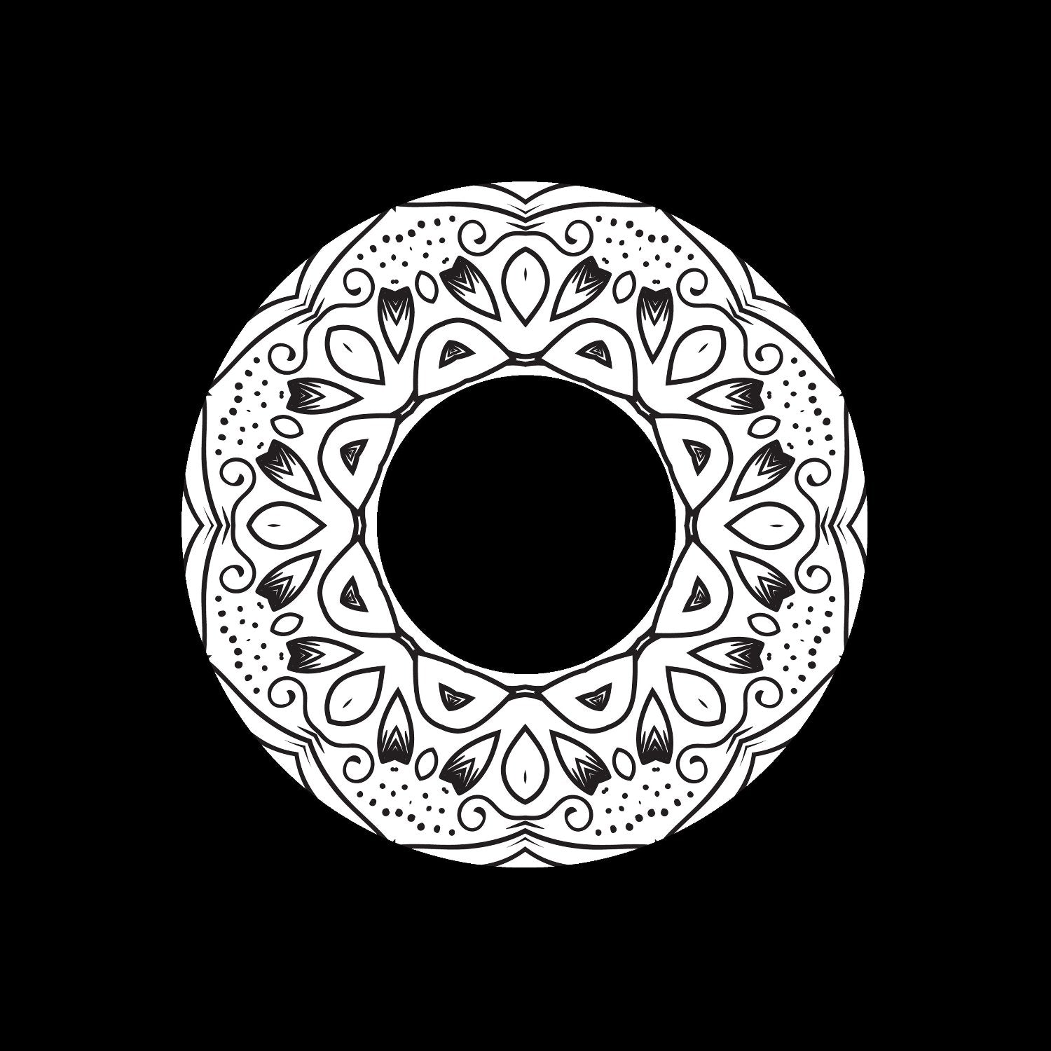 Mandala Ornament Round Geometric Circle #6 of 24 Self-Adhesive Paper Labels for Jukebox Large Hole 7" Records & DVS Timecode Vinyl - centerlabels_uk