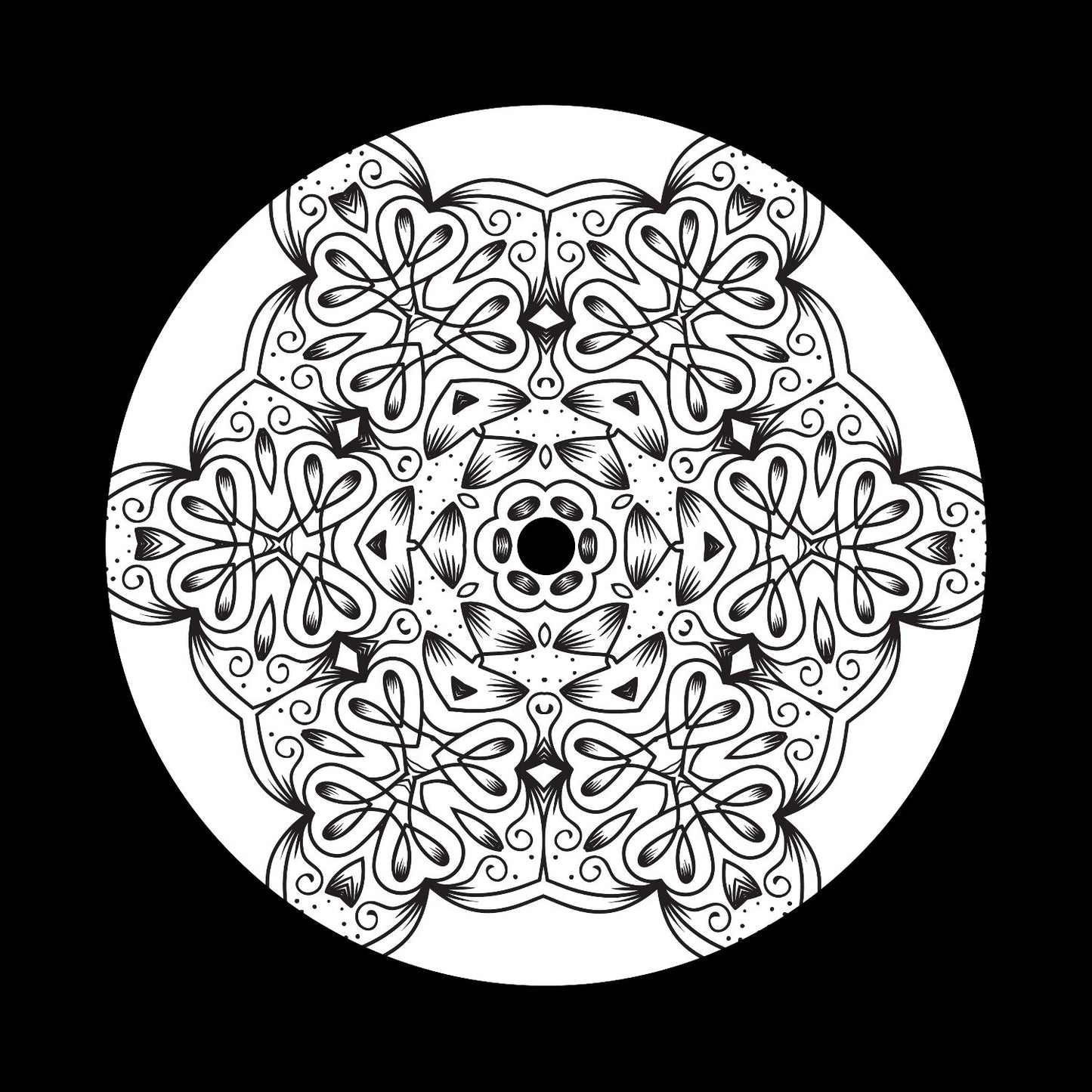 Mandala Ornament Round Geometric Circle #7 of 24 Self-Adhesive Paper Labels for 10" & 12" Records & DVS Timecode Vinyl - centerlabels_uk