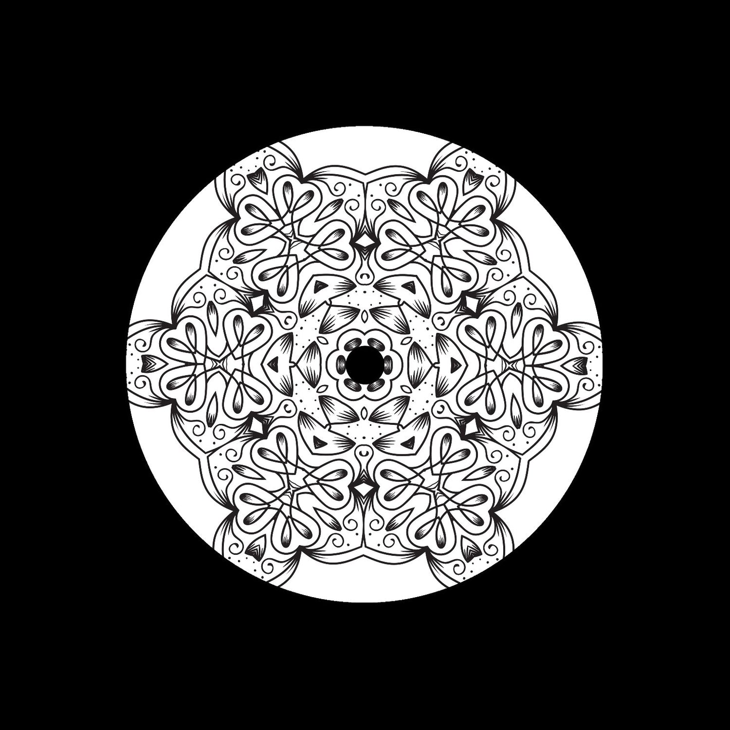 Mandala Ornament Round Geometric Circle #7 of 24 Self-Adhesive Paper Labels for 7" Records & DVS Timecode Vinyl - centerlabels_uk