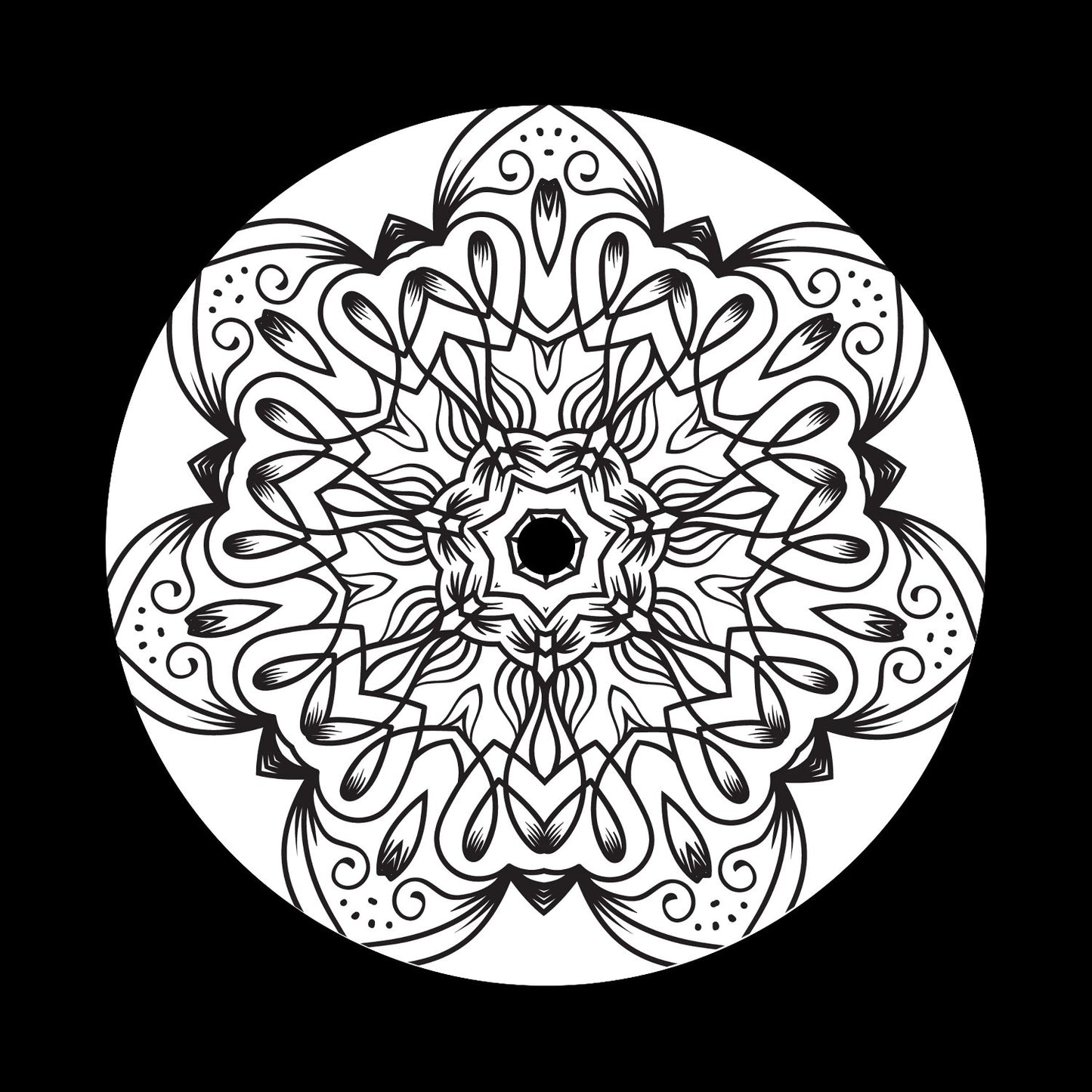 Mandala Ornament Round Geometric Circle #8 of 24 Self-Adhesive Paper Labels for 10" & 12" Records & DVS Timecode Vinyl - centerlabels_uk