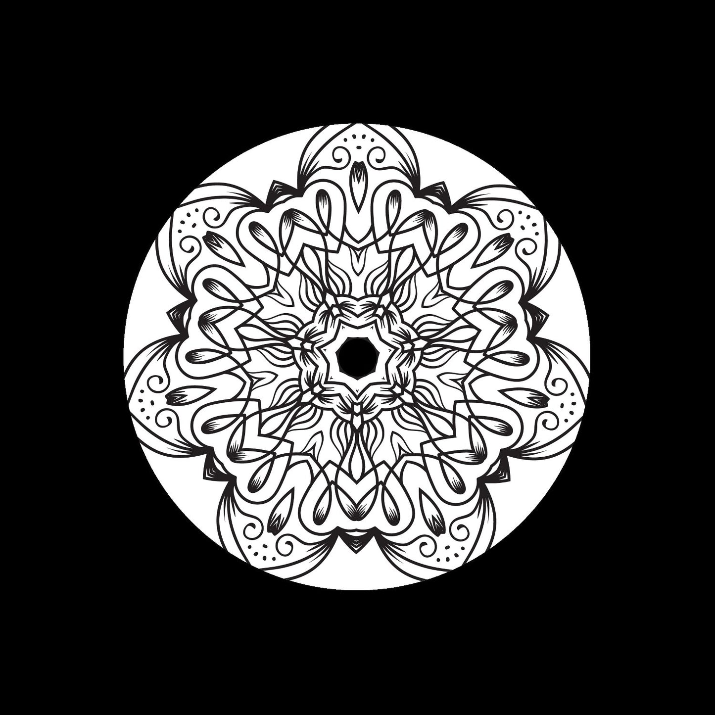 Mandala Ornament Round Geometric Circle #8 of 24 Self-Adhesive Paper Labels for 7" Records & DVS Timecode Vinyl - centerlabels_uk