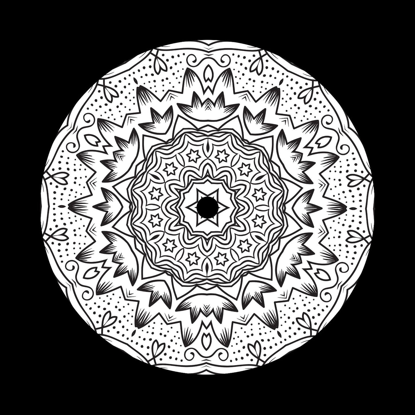 Mandala Ornament Round Geometric Circle #9 of 24 Self-Adhesive Paper Labels for 10" & 12" Records & DVS Timecode Vinyl - centerlabels_uk