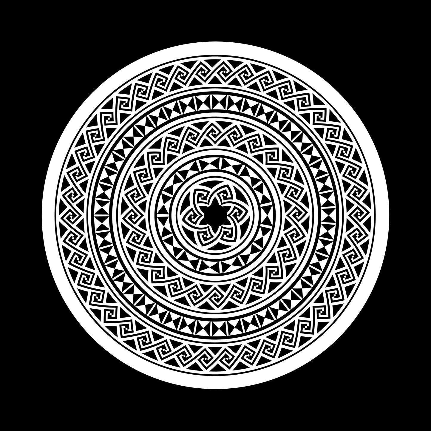 Monochromatic Ethnic Seamless Textures 7" Jukebox, 7", 10", 12"/LP Vinyl Record Centre Labels (Pair)