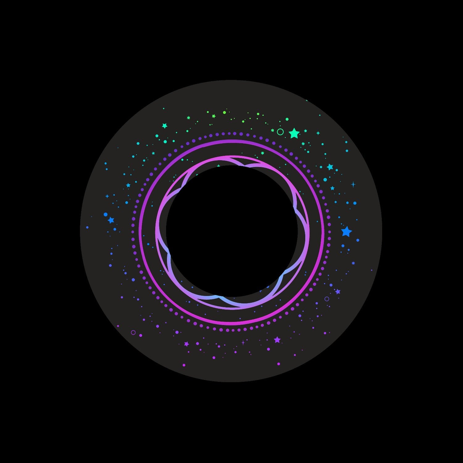 Mystical Bright Mandala In Round Starry Frame Custom Promo Record Middle Centre Center Labels for Jukebox Large Hole 7" Vinyl & DVS Timecode Control Vinyl - centerlabels_uk