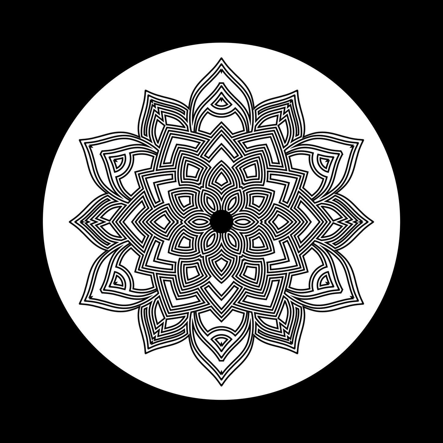 Outline Mandala Flower 7" Jukebox, 7", 10", 12"/LP Vinyl Record Centre Labels (Pair)