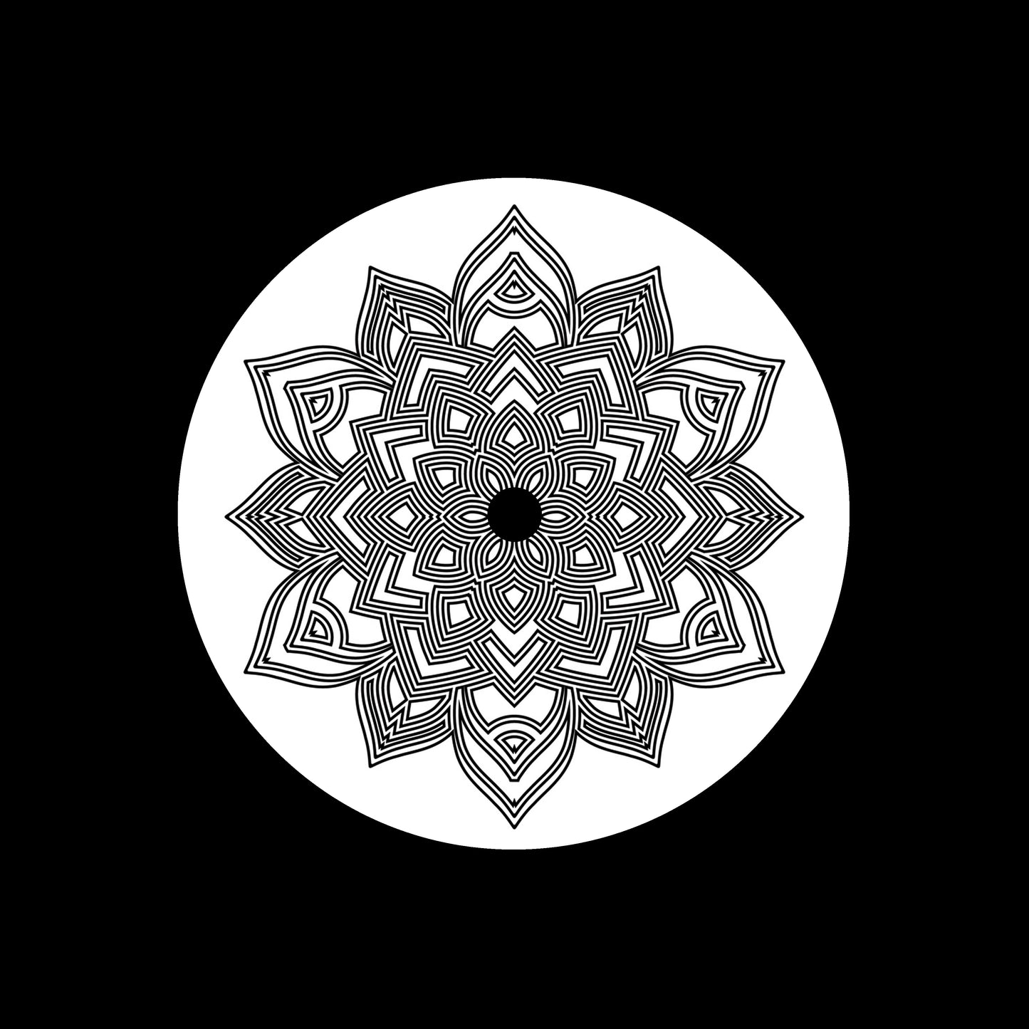 Outline Mandala Flower 7" Jukebox, 7", 10", 12"/LP Vinyl Record Centre Labels (Pair)