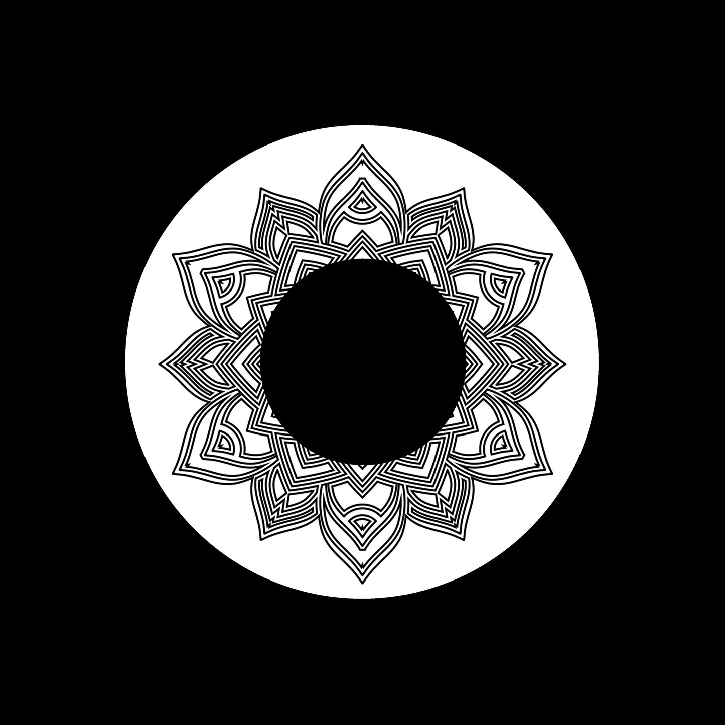 Outline Mandala Flower 7" Jukebox, 7", 10", 12"/LP Vinyl Record Centre Labels (Pair)