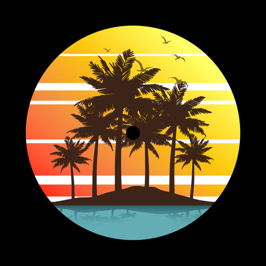 Palm Tree Island Sunset 7" Jukebox, 7", 10", 12"/LP Vinyl Record Centre Labels (Pair)