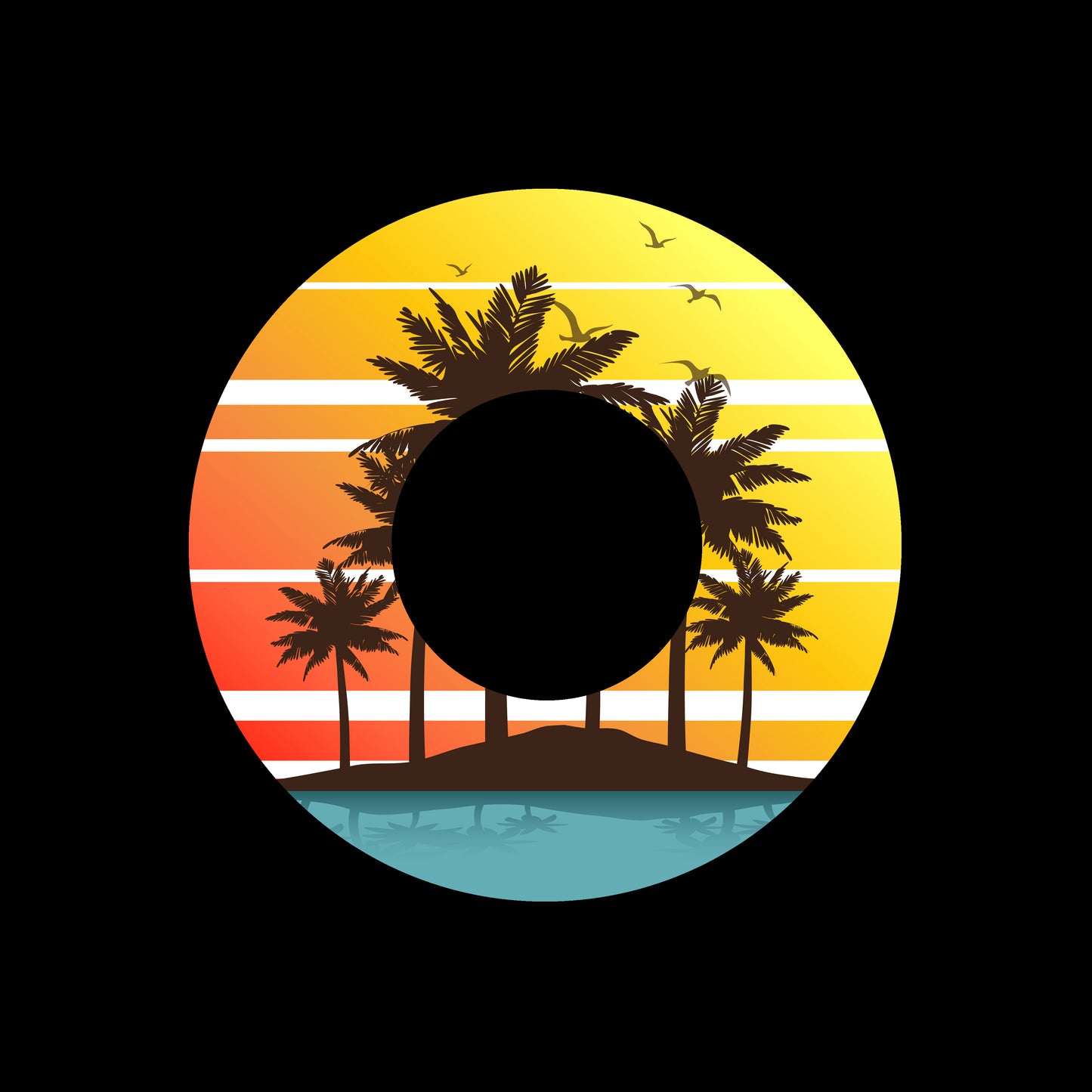 Palm Tree Island Sunset 7" Jukebox, 7", 10", 12"/LP Vinyl Record Centre Labels (Pair)