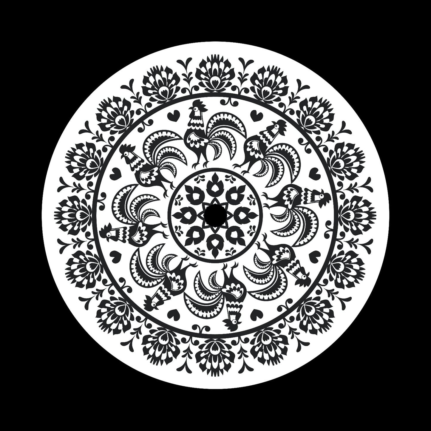Polish Folk Art Circular Pattern Custom Preprinted Middles Vinyl Record Center Labels for 10" 12" & LPs - centerlabels_uk