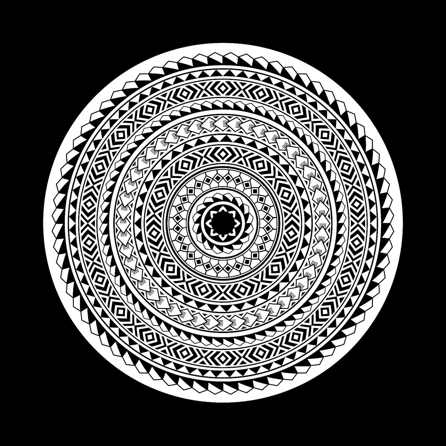 Polynesian Hawaiian Tattoo Style Mandala Self-Adhesive Paper Custom Centre Center Labels for 10" & 12" / LP Records & Timecode Vinyl - centerlabels_uk