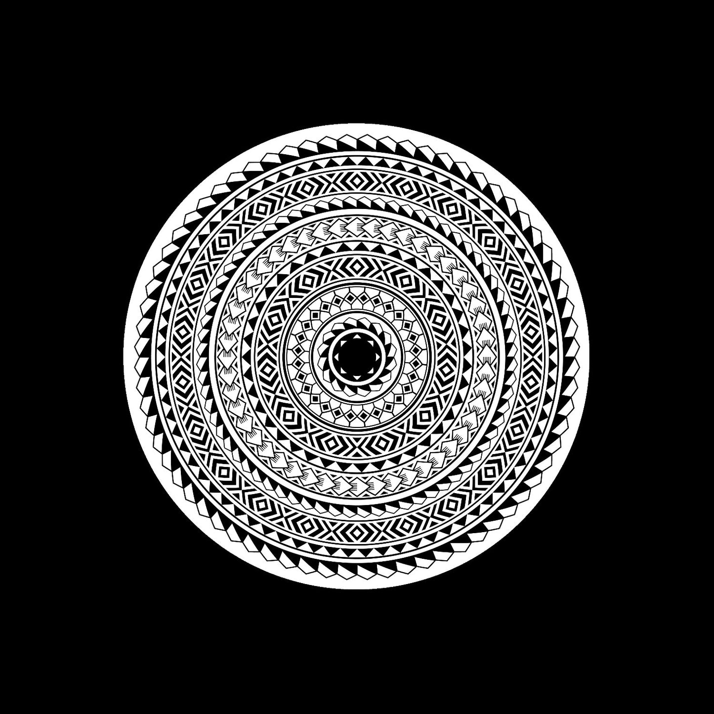Polynesian Hawaiian Tattoo Style Mandala Self-Adhesive Paper Record Middles Custom Centre Center Labels for 7" Records & Timecode Vinyl - centerlabels_uk