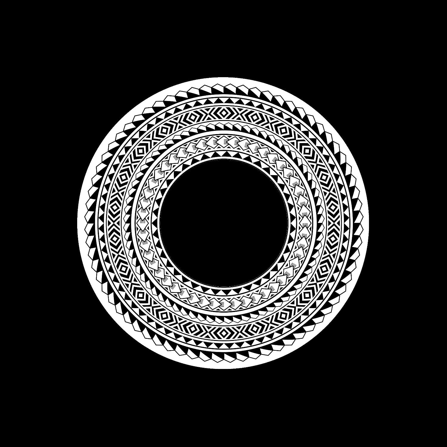 Polynesian Hawaiian Tattoo Style Mandala Self-Adhesive Paper Custom Centre Center Labels for Jukebox Large Hole 7" Records & Timecode Vinyl - centerlabels_uk