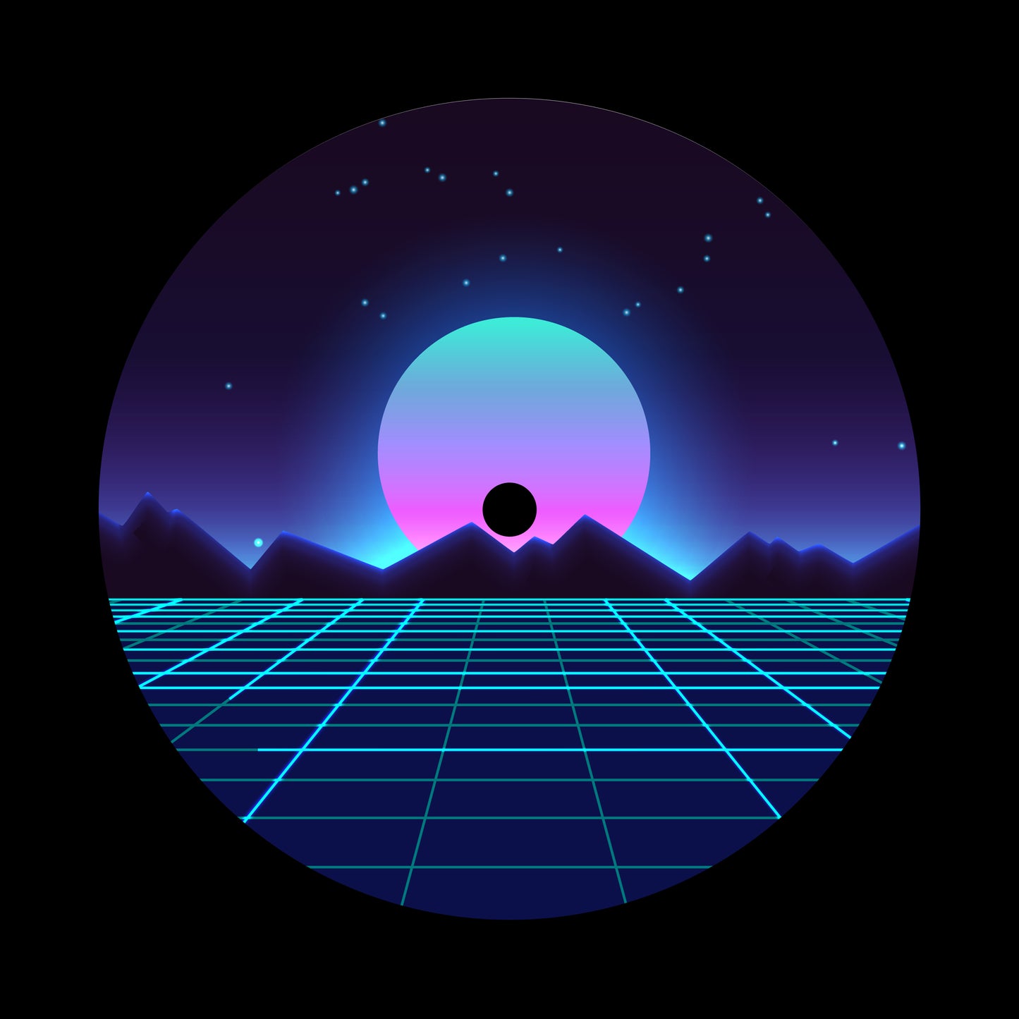 Retro Futuristic Synthwave Background 7", 10", 12"/LP Vinyl Record Centre Labels (Pair)