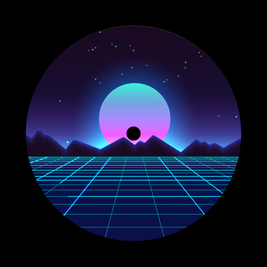 Retro Futuristic Synthwave Background 7", 10", 12"/LP Vinyl Record Centre Labels (Pair)