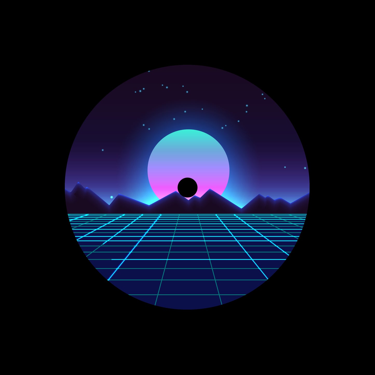 Retro Futuristic Synthwave Background 7", 10", 12"/LP Vinyl Record Centre Labels (Pair)