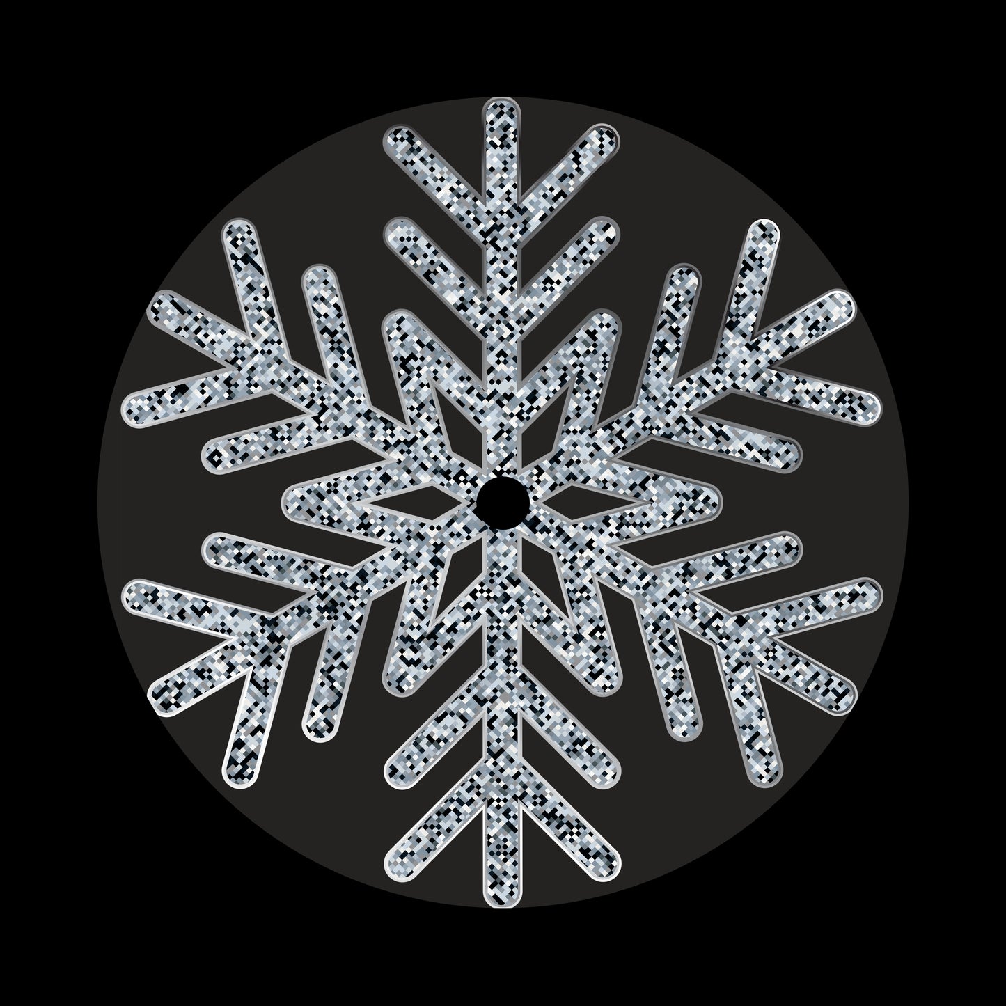 Silver Snowflakes Christmas Design [#1 of 3] 7" Jukebox, 7", 10", 12"/LP Vinyl Record Centre Labels (Pair)