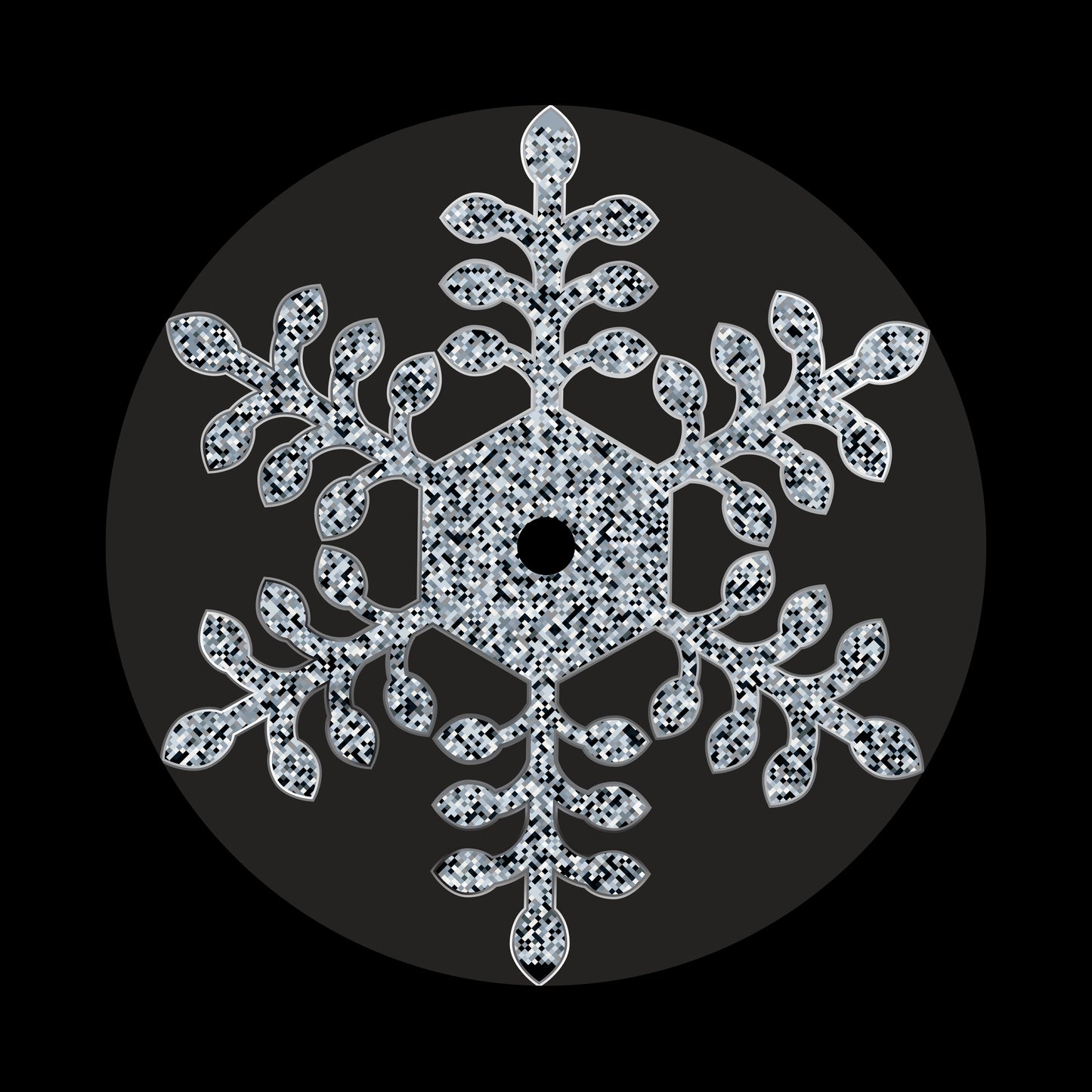 Silver Snowflakes Christmas Design [#2 of 3] 7" Jukebox, 7", 10", 12"/LP Vinyl Record Centre Labels (Pair)