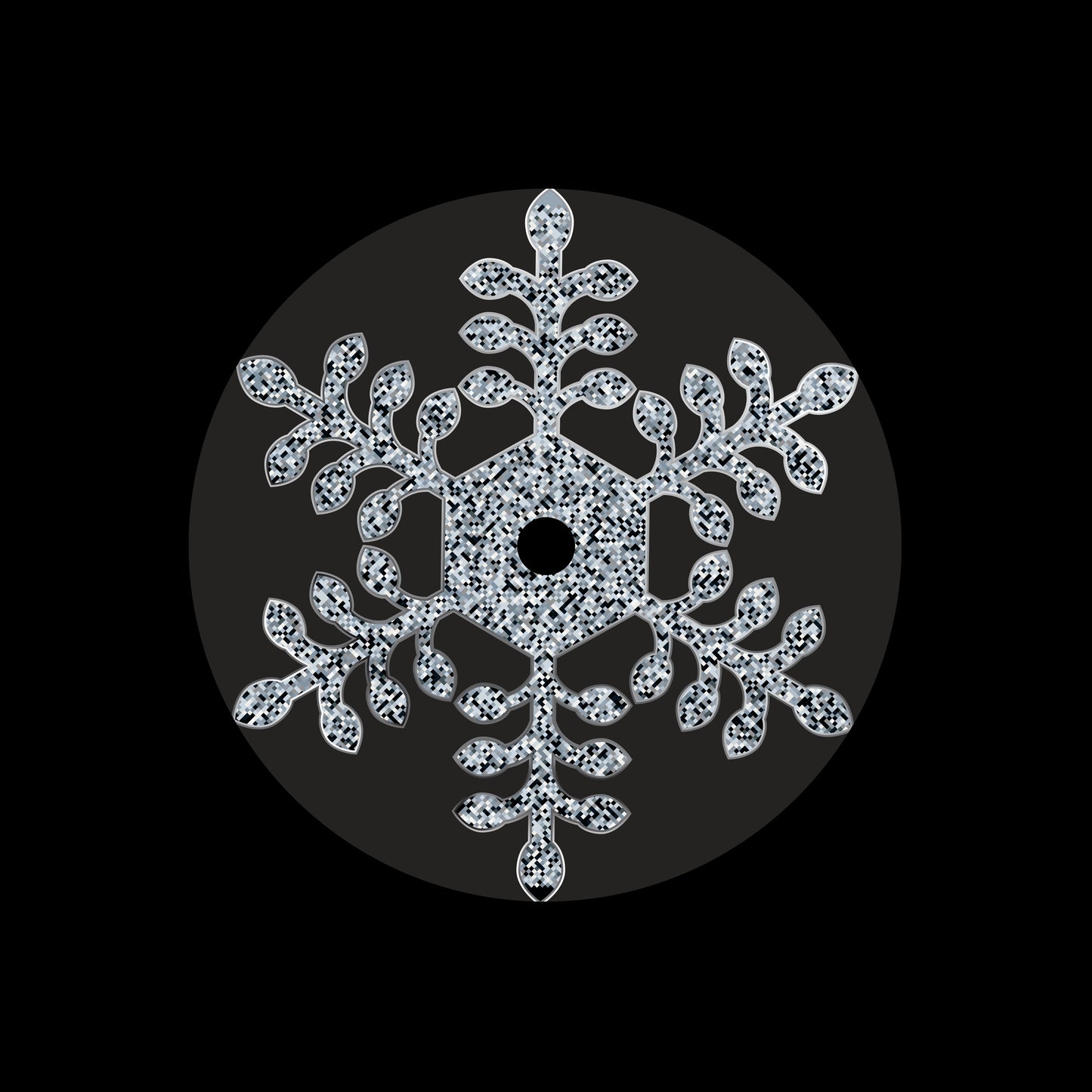 Silver Snowflakes Christmas Design [#2 of 3] 7" Jukebox, 7", 10", 12"/LP Vinyl Record Centre Labels (Pair)
