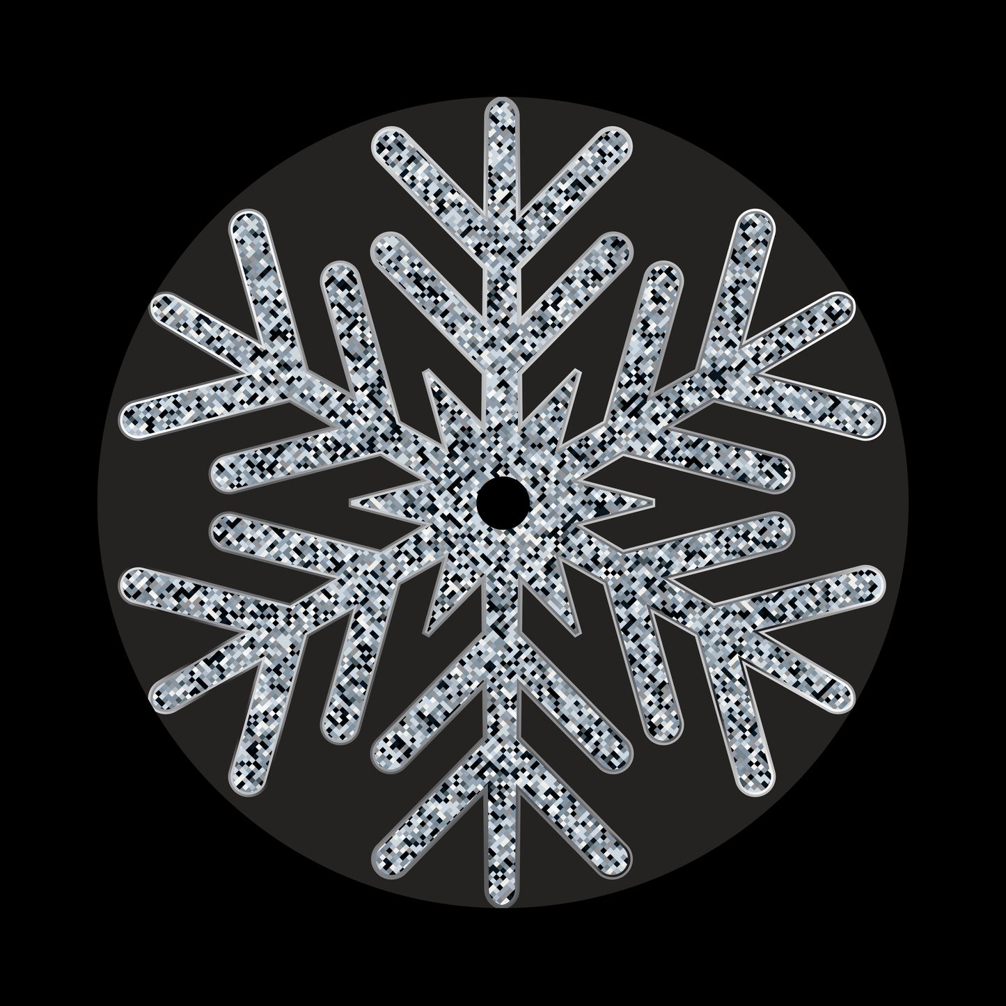 Silver Snowflakes Christmas Design [#3 of 3] 7" Jukebox, 7", 10", 12"/LP Vinyl Record Centre Labels (Pair)