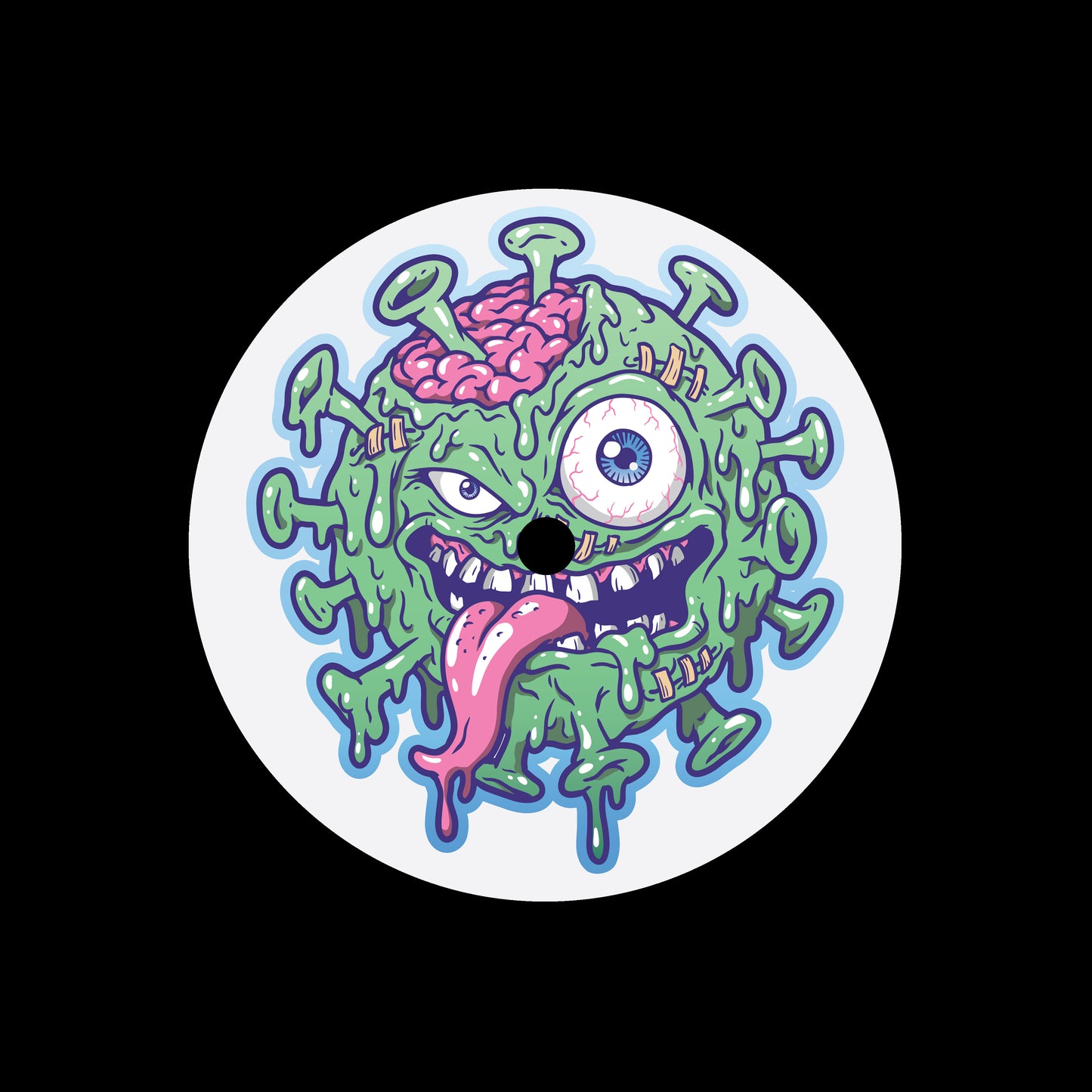 Virus Monster 7", 10", 12"/LP Vinyl Record Centre Labels (Pair)