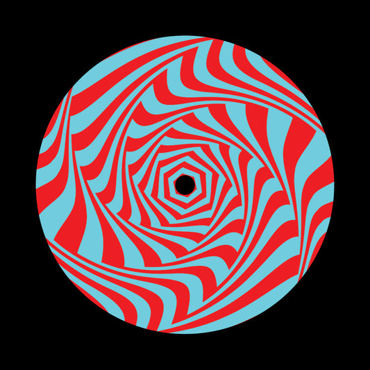 Vortex Movement Red & Cyan 7" Jukebox, 7", 10", 12"/LP Vinyl Record Centre Labels (Pair)