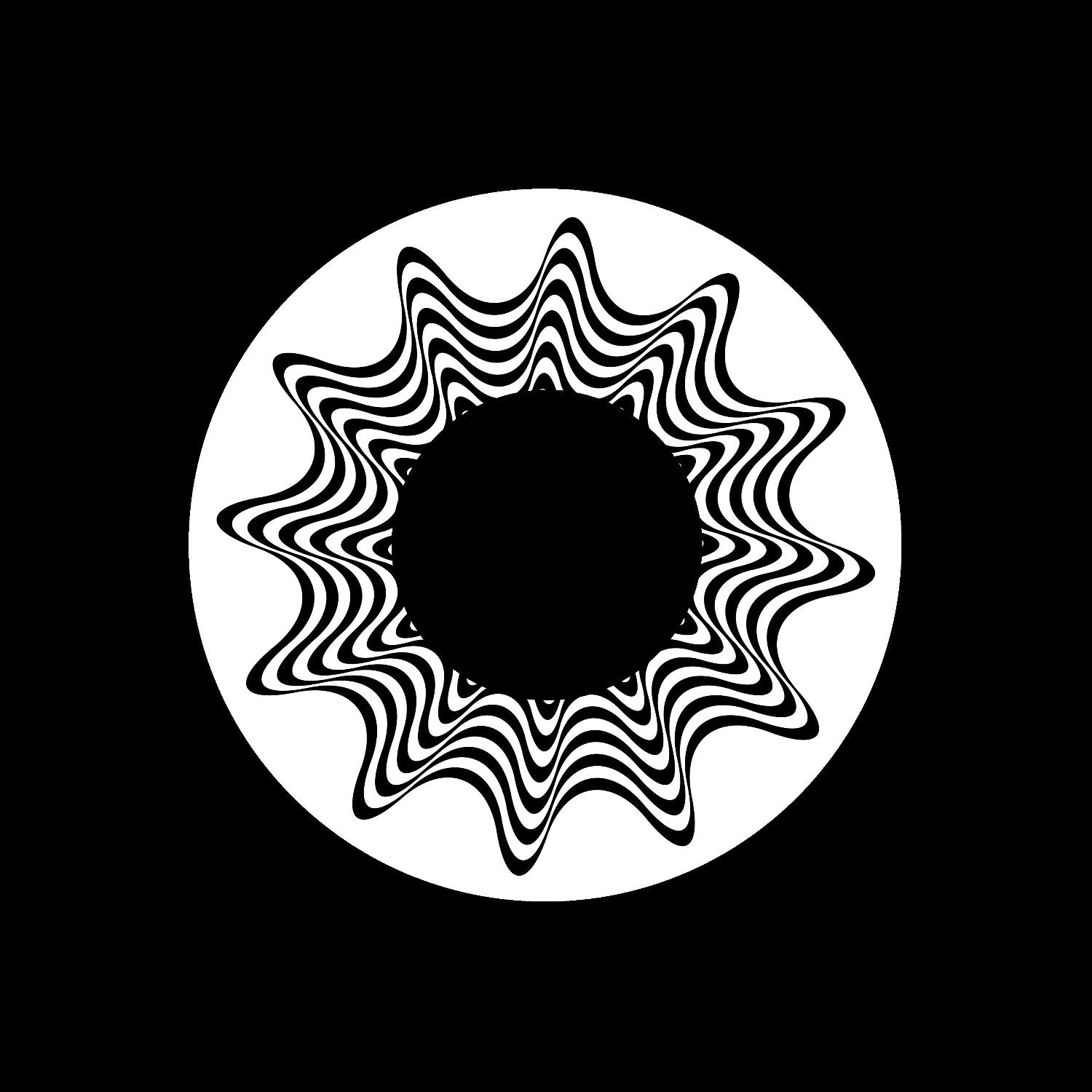 Wavy Lines Op Art Pattern Record Middle Stickers for DJs, portablists and vinyl enthusiasts worldwide - centerlabels_uk